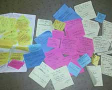 sticky notes of blog topics