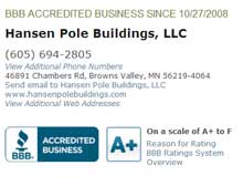 Hansen Buildings BBB Rating