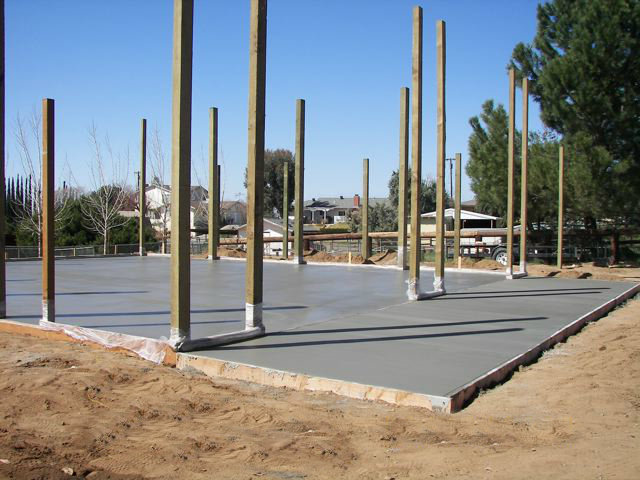 Concrete slab in a pole barn