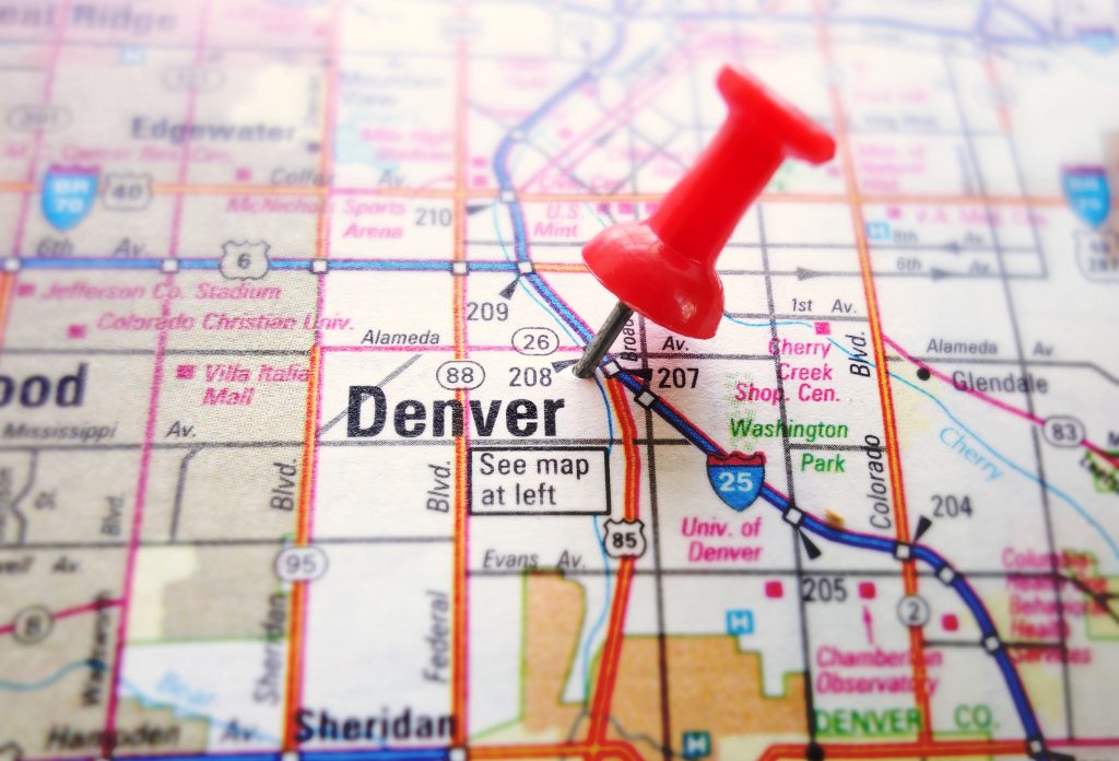 Denver Colorado on a map
